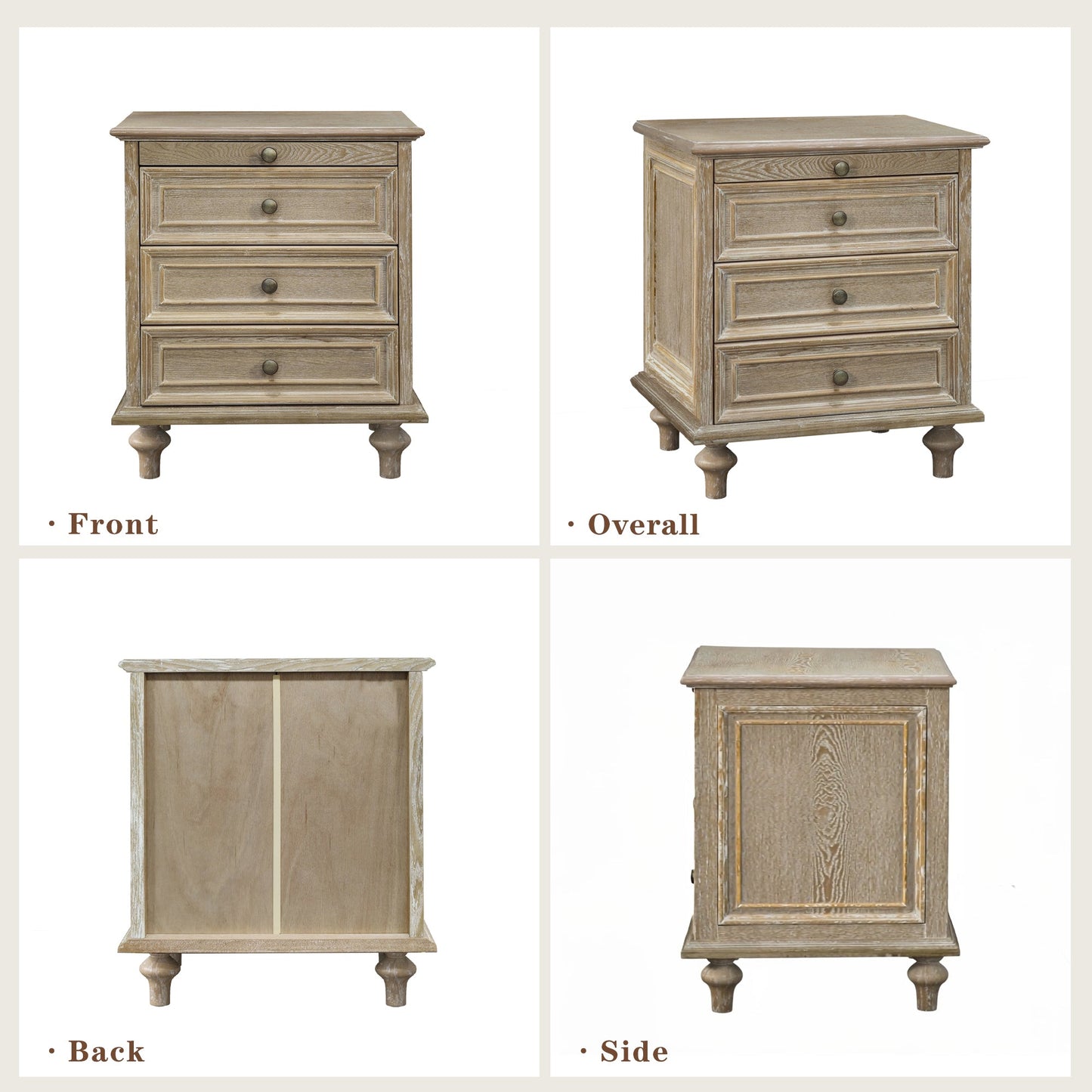 Farmhouse Nightstands with 4 Drawers and Pull-Out Shelf
