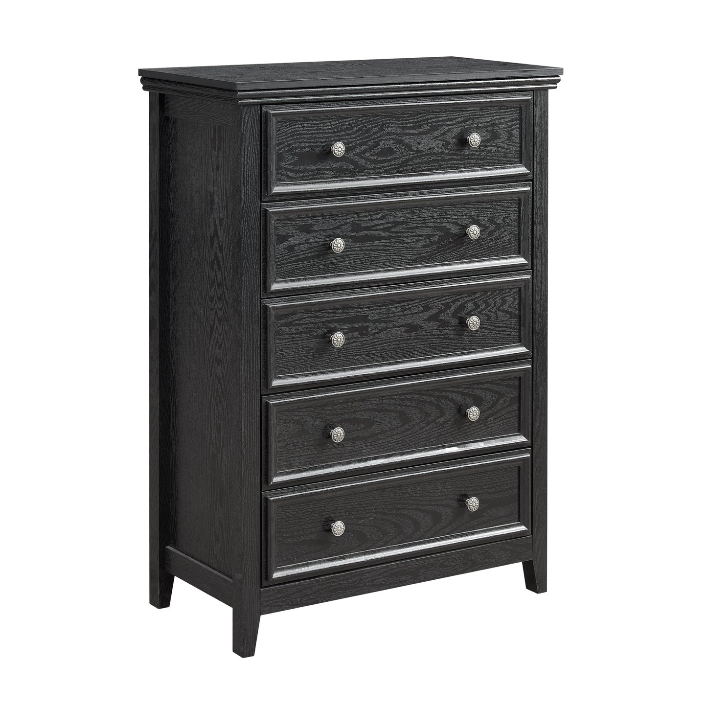 Modern 5-Drawer Black Dresser for Living Room Storage