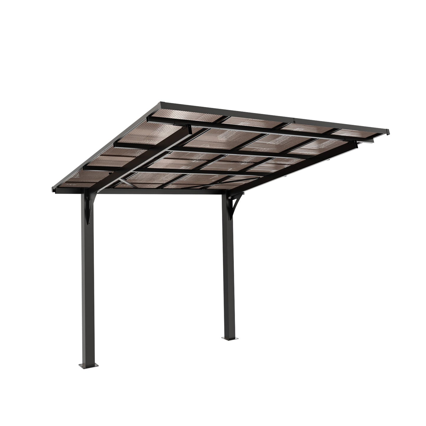 8x8FT Outdoor Carport with Galvanized Steel Frame and Sloped PC Roof