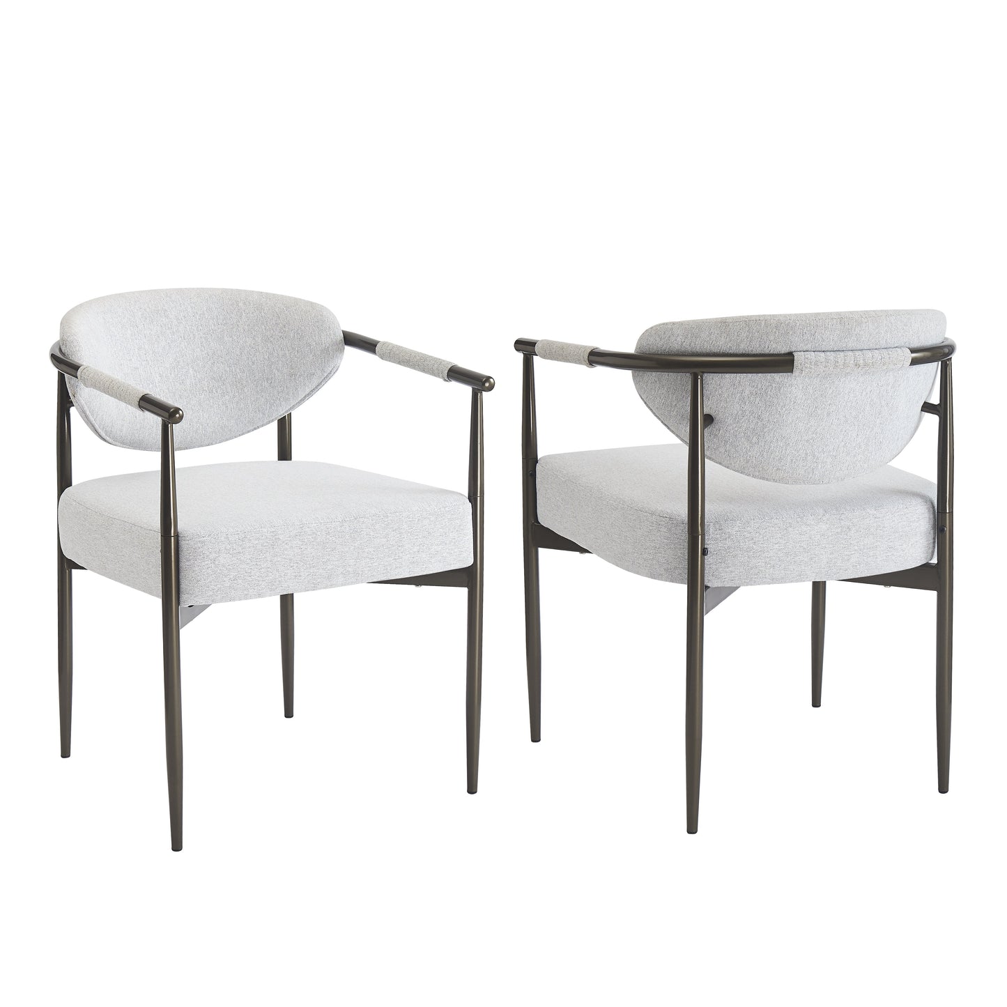 Modern Dining Chairs Set of 2 with Bronze Iron Frame