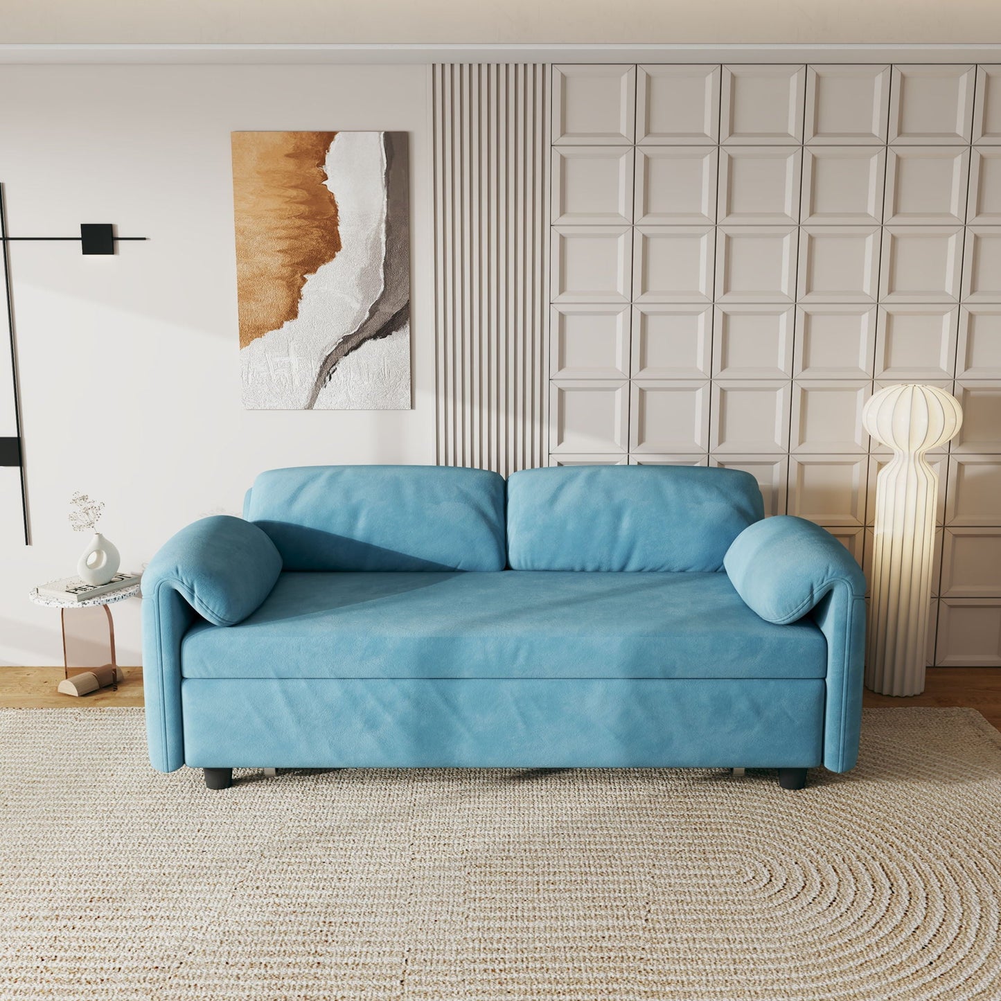 Sofa, Dual Purpose Lounge With Retractable Queen Size Bed