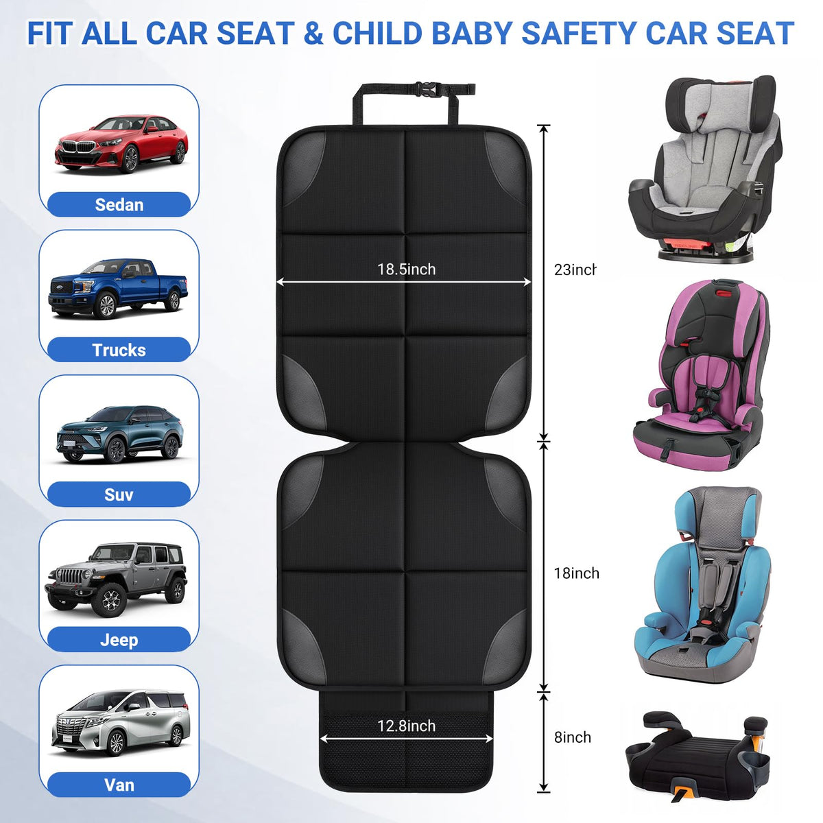 Car Seat Protector 2 Mesh Pocket Waterproof Car Seat Covers, Universal Size, Baby, Pet, Children's Car Seat Protector, Anti Slip Bottom  1 Piece