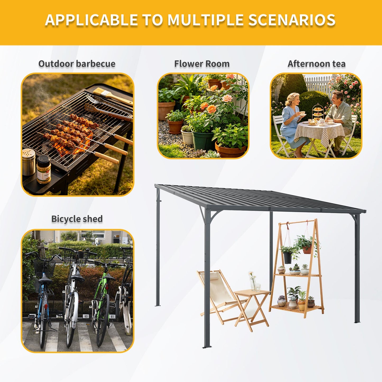 Outdoor Pergola, 10' x 10' Hardtop Gazebo for Yard