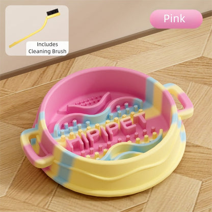 Cross-border Dog Bowl, Double-ear Handle Silicone Slow Food Bowl, Dog Pet Small Dog Slow Food Mat, Anti-choking Slow Food Bowl