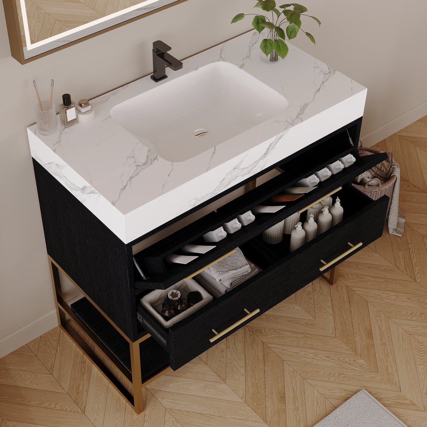 36" Artificial Stone Bathroom Vanity with Ceramic Sink