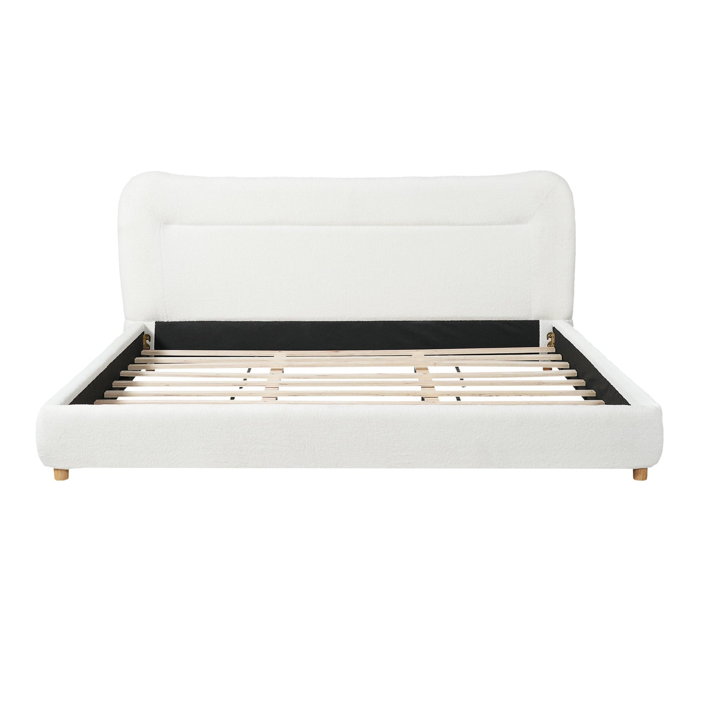 Minimalist Curved Headboard Teddy Bear Plush Bed - King
