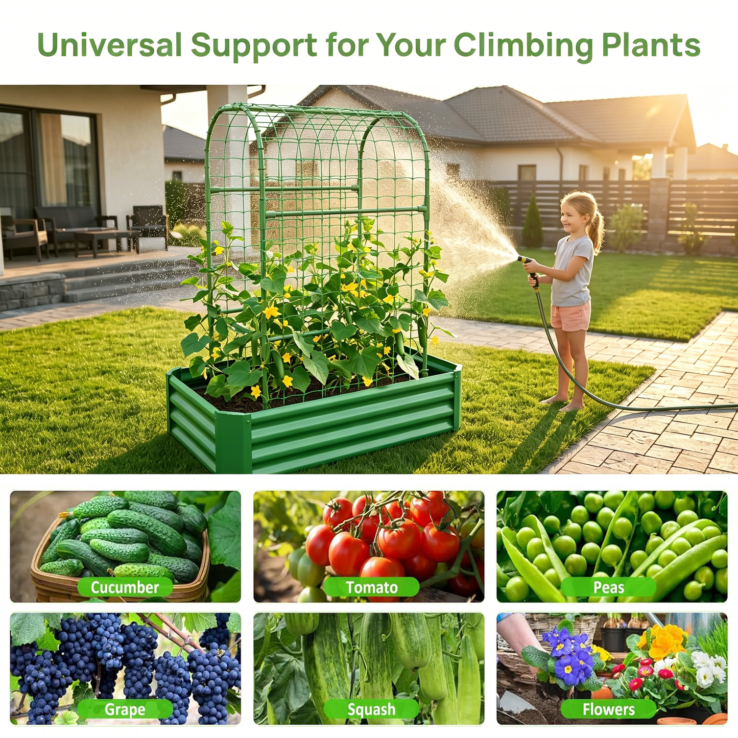 2-in-1 Raised Garden Bed with Trellis - 59" Tall Arch Planter