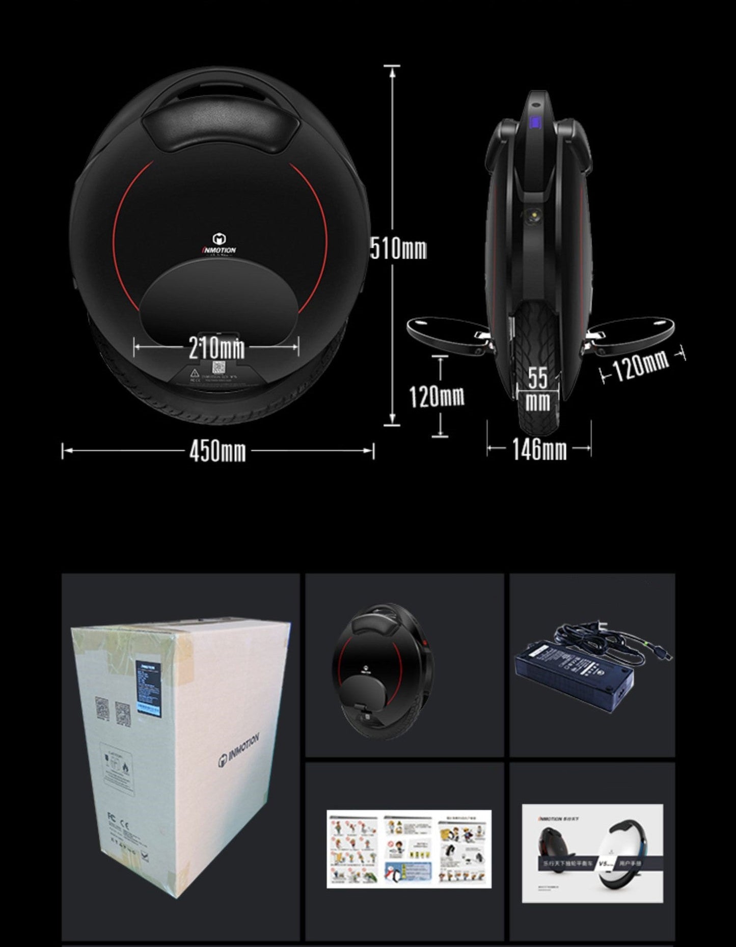 Smart Electric Unicycle | Self-Balancing One Wheel Scooter, 14" Tire, 72V Bluetooth & APP Control – Black