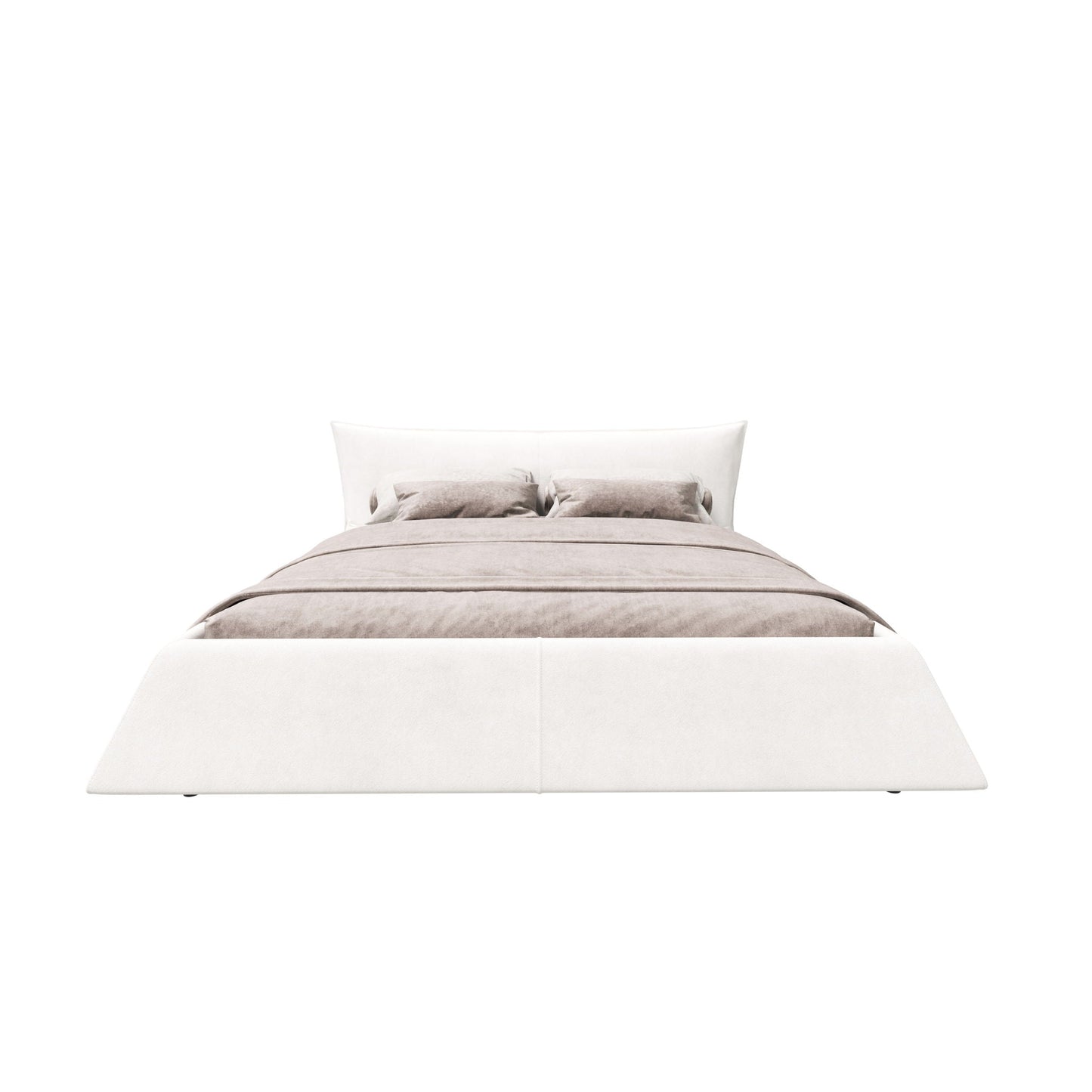 Upholstered Platform Bed With Special Shaped Headboard