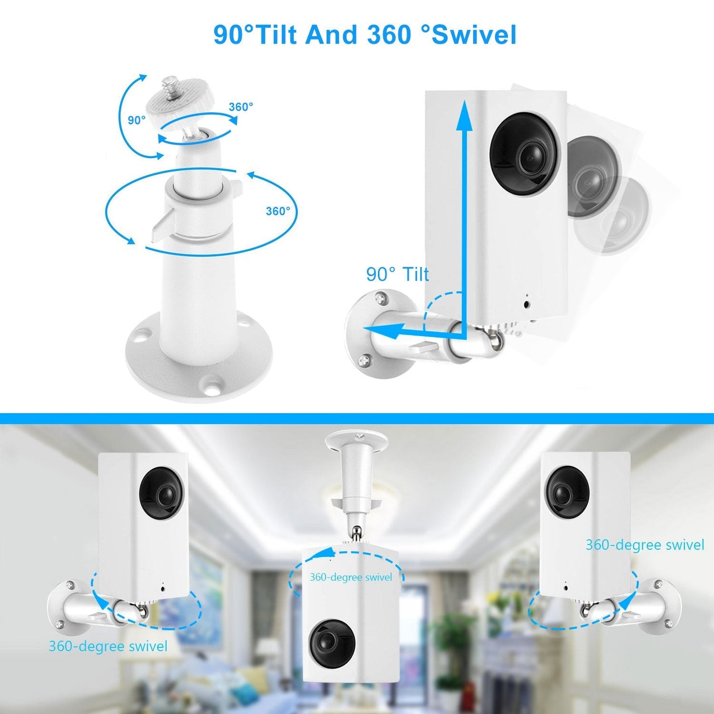 3 Packs Security Camera Wall Mount for Arlo 360¡Adjustable Camera Holder Garden Patio Screw Mount Universal Fit for 1/4" Imperial Standard Screw Inter