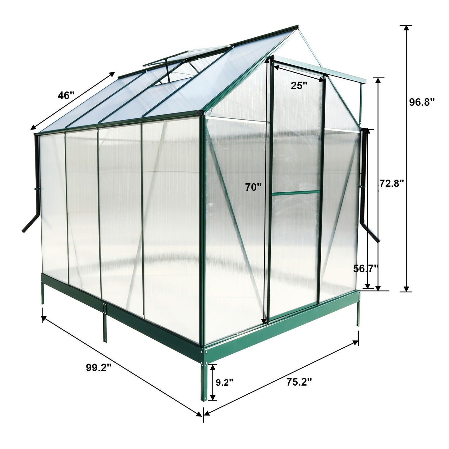 Polycarbonate house, Heavy Duty Outdoor Aluminum Walk-In House Kit With Rain Gutter, Vent And Door For Backyard Garden
