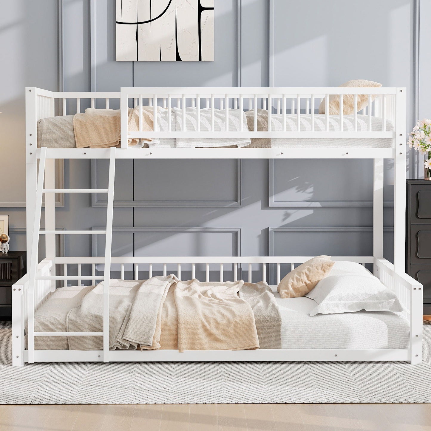 Bunk Bed With Ladder And Safety Guardrails