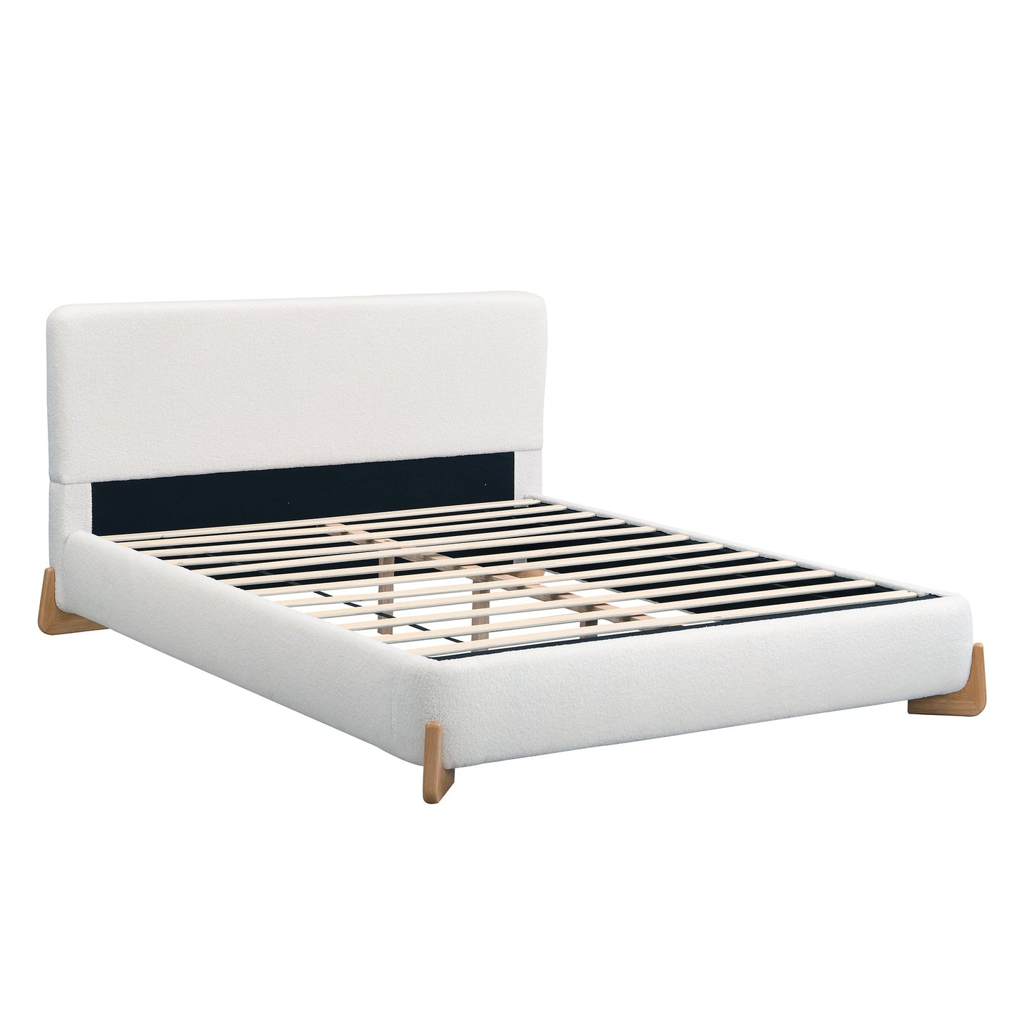 Elegant Boucle Upholstered Bed, Queen Size