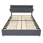 Bed With USB Charging Station, LED Lights, Headboard & Storage Drawers
