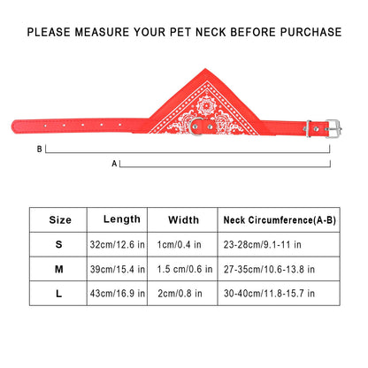 Adjustable Bandana Leather Pet Collar Triangle Scarf