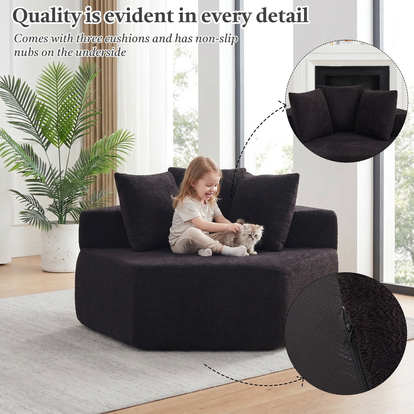 54-inch Modern-style Hexagonal Single Lounge Chair