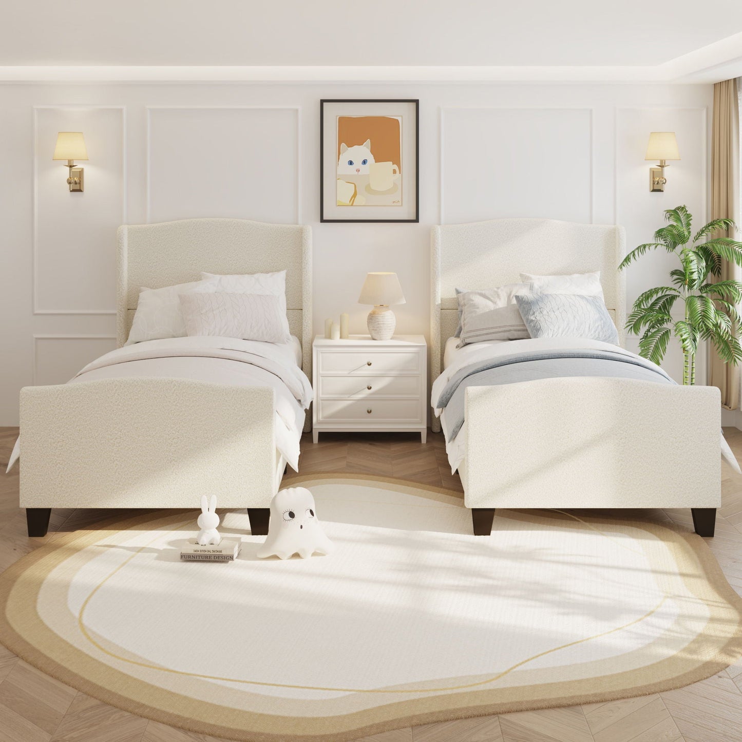 Platform Bed Frame With Tall Headboard And High Footboard