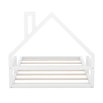 Elegant Floor Bed With House Shaped Headboard