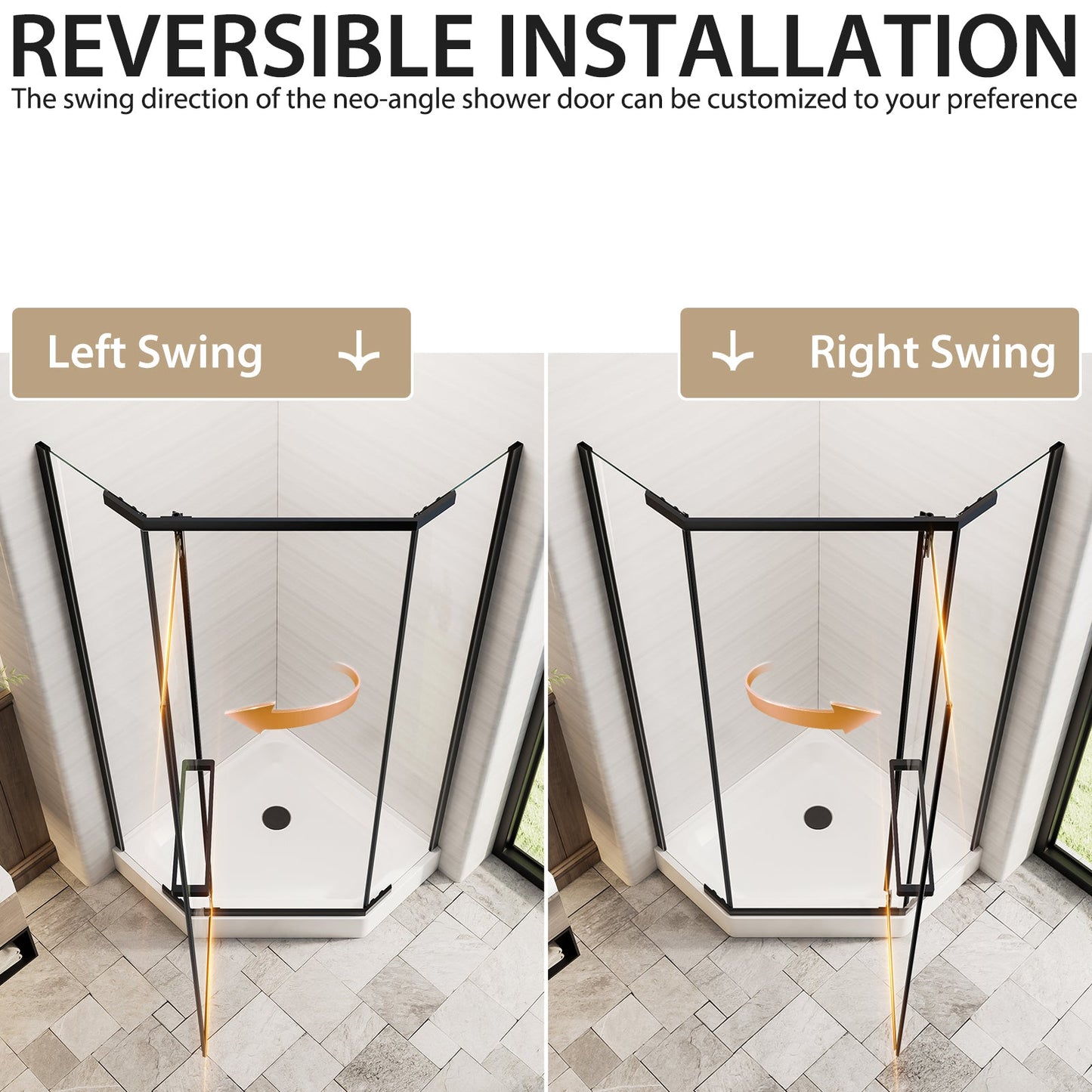 36"D x 36"W x 72"H Neo-Angle Shower Door