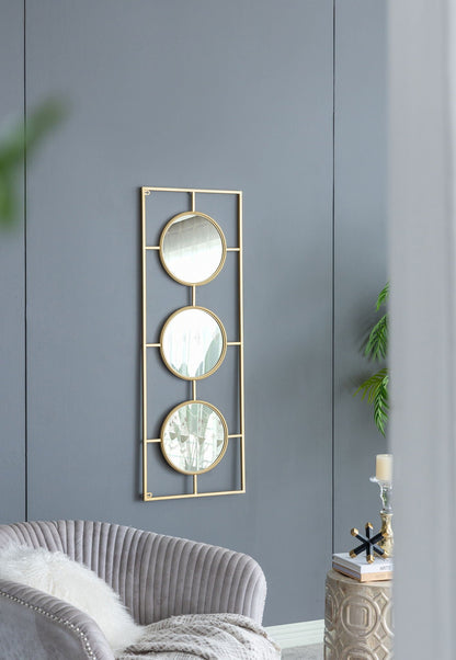 3 Mirror Piece Wall Mirror InRectangular Frame, Home Wall Decor For Bedroom Living Room