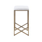 Backless Upholstered Counter Stool With Padded Seat - Ivory / Bronze
