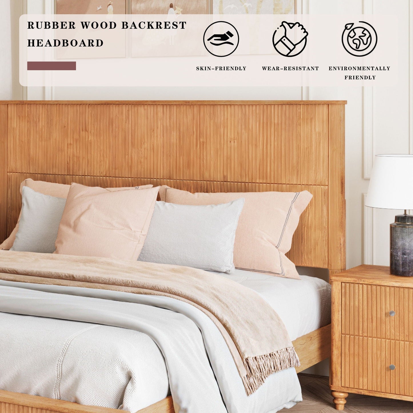 Platform Bed Frame & Tall Headboard