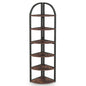 Tall 6 Tier Corner Shelf, Freestanding Bookshelf For Living Room - Rustic Brown