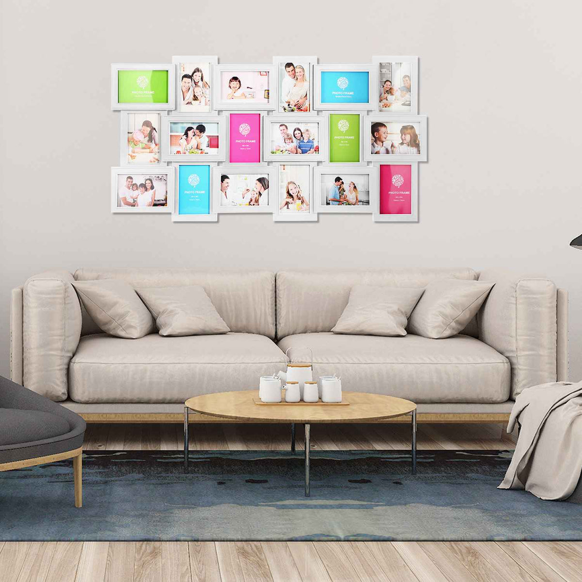 12/18 Pictures Frames Collage for Photos in 4" x 6" Glass Protection Display Wall Mounting Gallery Home Decor Kit
