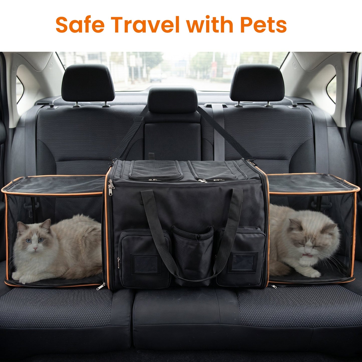 2 in 1 Large Cat Carrier for 2 Cats with Rolling Wheels and Expandable Design
