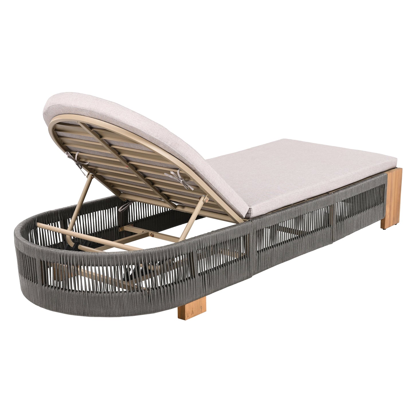 Outdoor Acacia Wood Patio Adjustable Lounge Chair Set of 2