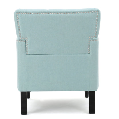 Harrison Tufted Club Chair with Button Tufted Back and Birch Wood Legs
