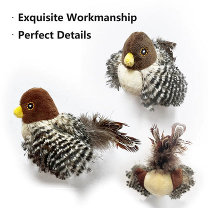 Interactive Cat Toys Electric Squeaky Simulation Bird Plush Cats Pets Teasing Toys With Feather Catnip Kitten Chirping Bird Toys