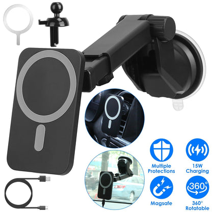Magnetic Wireless Car Charger MagSafe Car Phone Mount Air Vent Holder 15W Wireless Charger Fit for IOS Phone 12/13/14 Series and QI-Enabled Phones wit