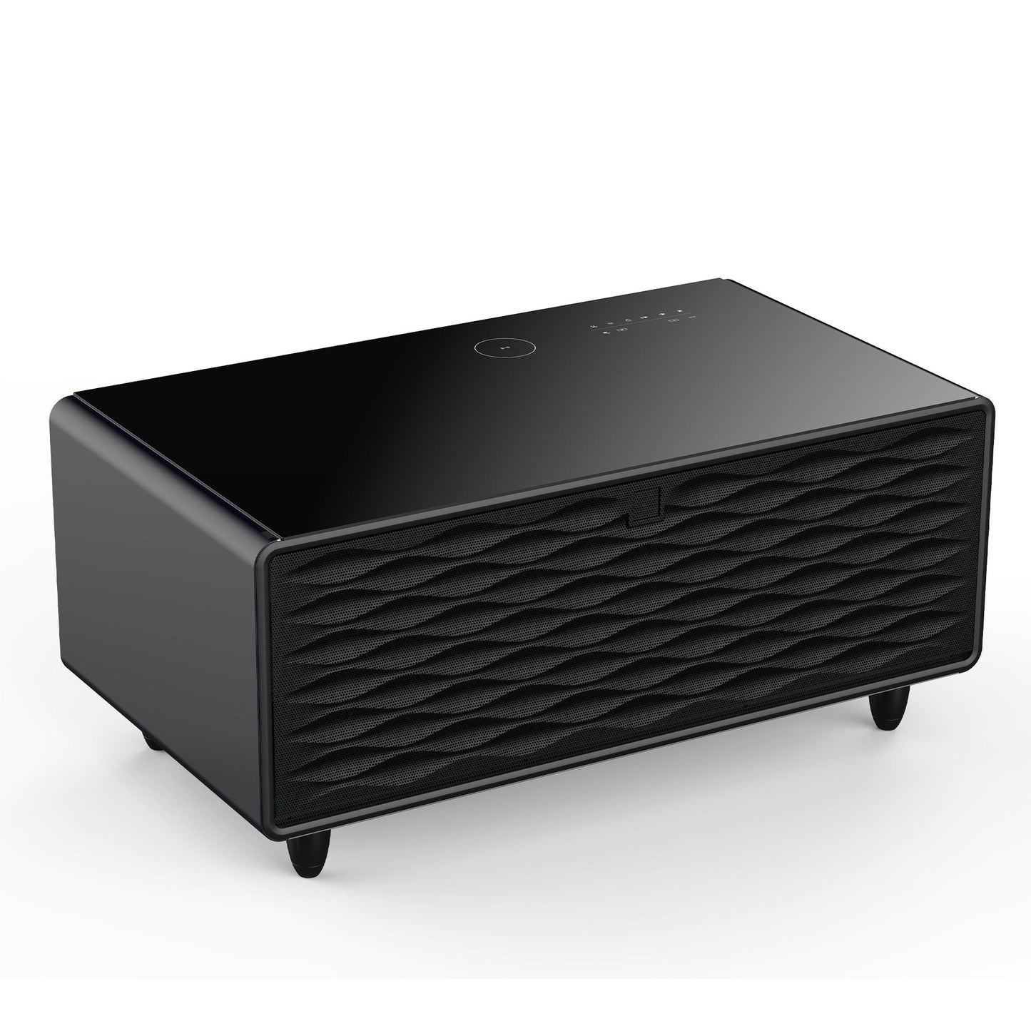 Modern Smart Coffee Table With Built-In Fridge - tooth Speaker, Wireless Charging, Touch Control Panel, USB Interface, Outlet Protection, Atmosphere Light