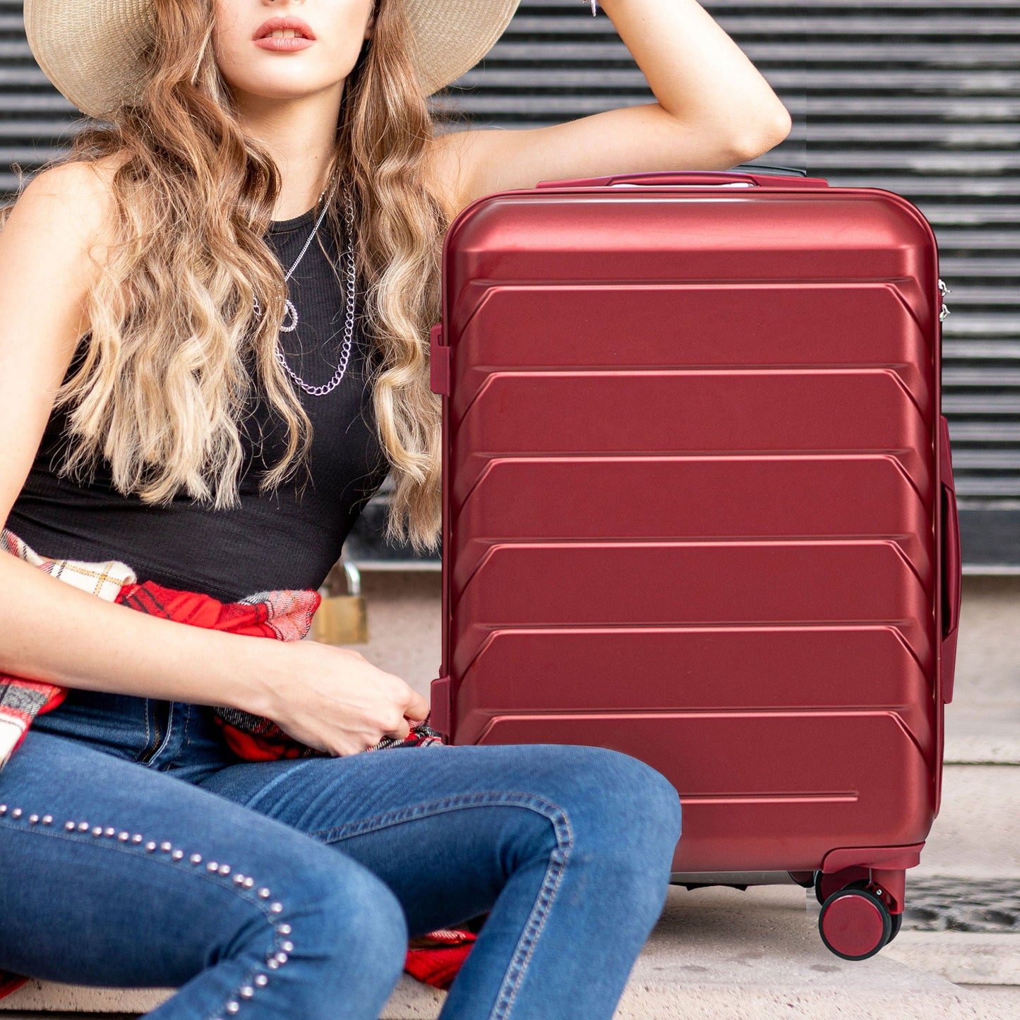 3 Pieces Set 20" / 24" / 28" Spinner Wheel Luggage With Combination Lock