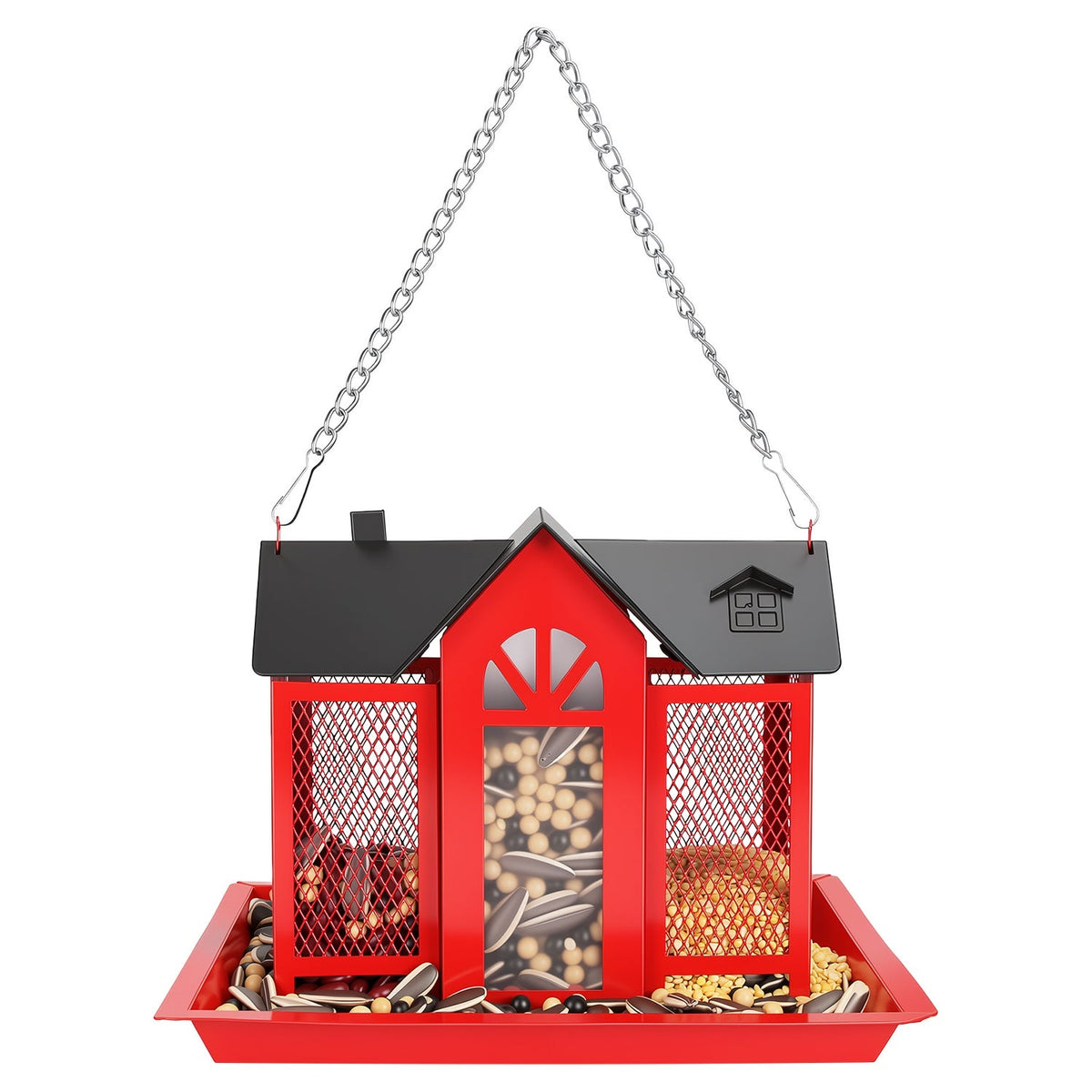 Barn Bird Feeder with Lift Top Lid and Viewing Window
