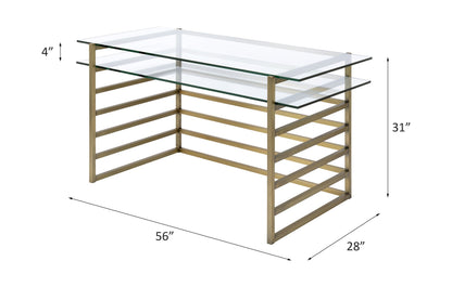Shona Clear Glass Top & Antique Desk