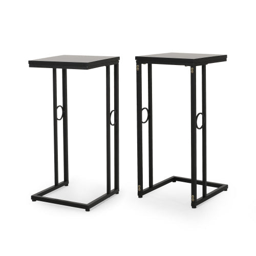 Essex Set of 2 Modern Black Metal End Tables