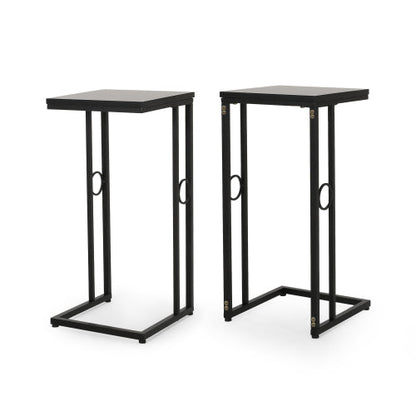 Essex Set of 2 Modern Black Metal End Tables