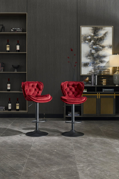 Set of 2 Bar Stools with Powder Footrest and Base
