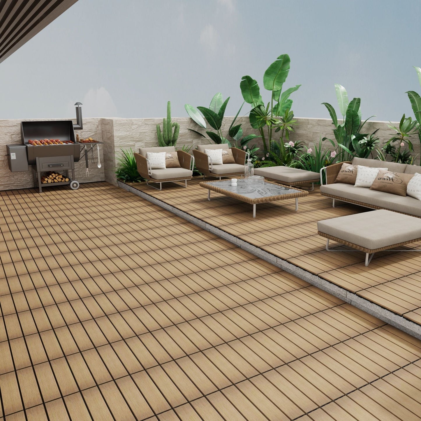 Patio Deck Tiles, Pack Of 22