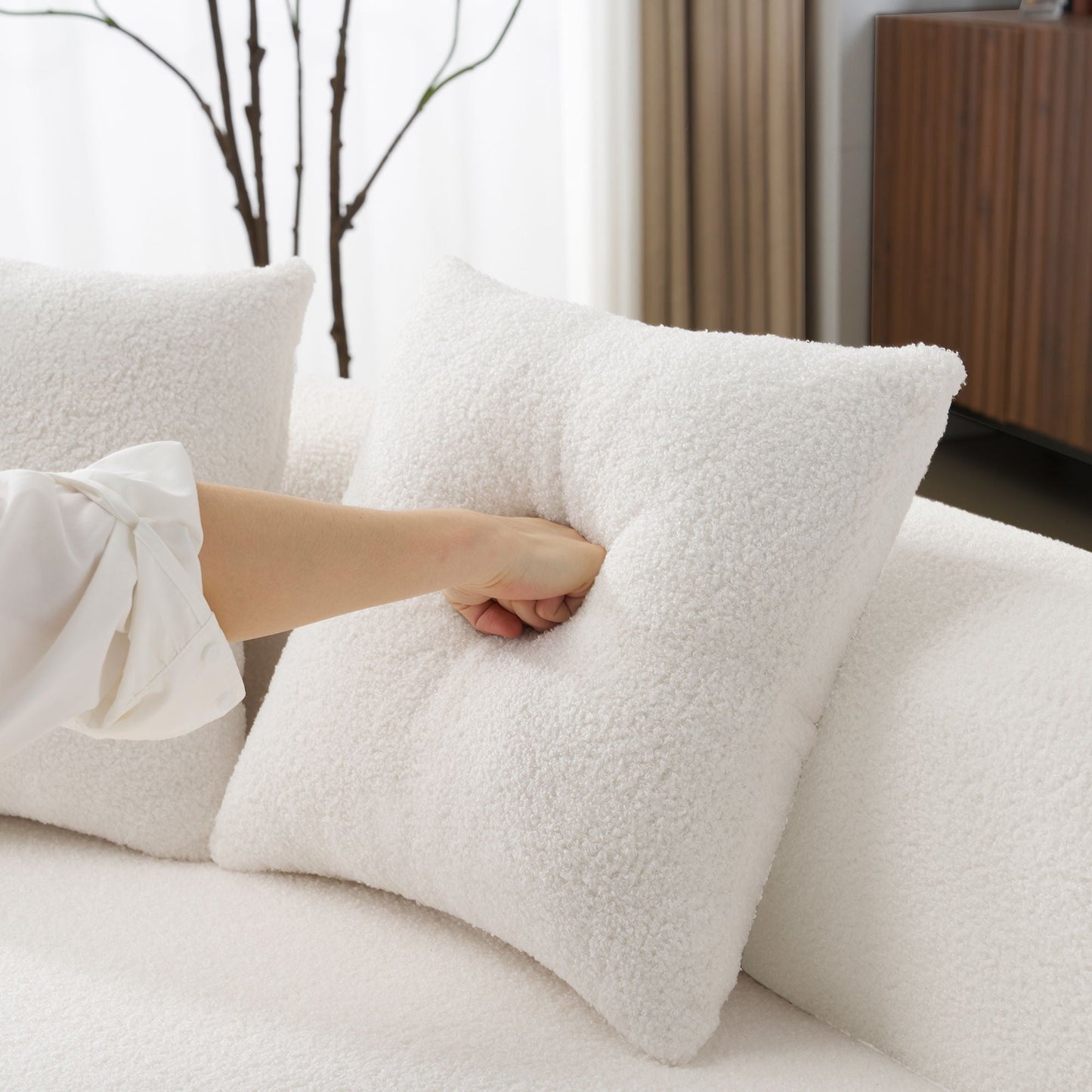 Curved 4 Seater Full Compression Sponge Sofa