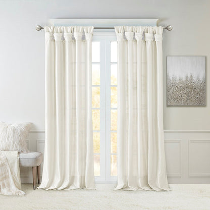 Twist Tab Lined Window Curtain Panel White 50x108
