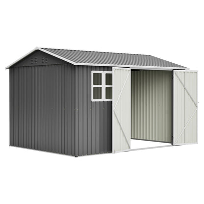 10'x8' Oversized Steel Storage Shed with Window and Lockable Doors