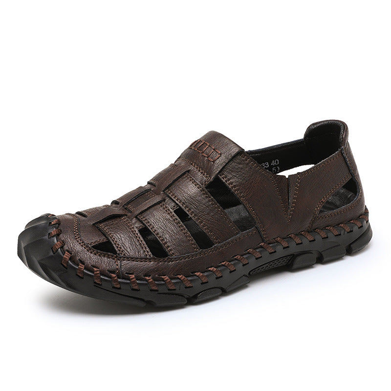 Plus-size Mens Hollow-out Sandals With A Sewn-in Sole
