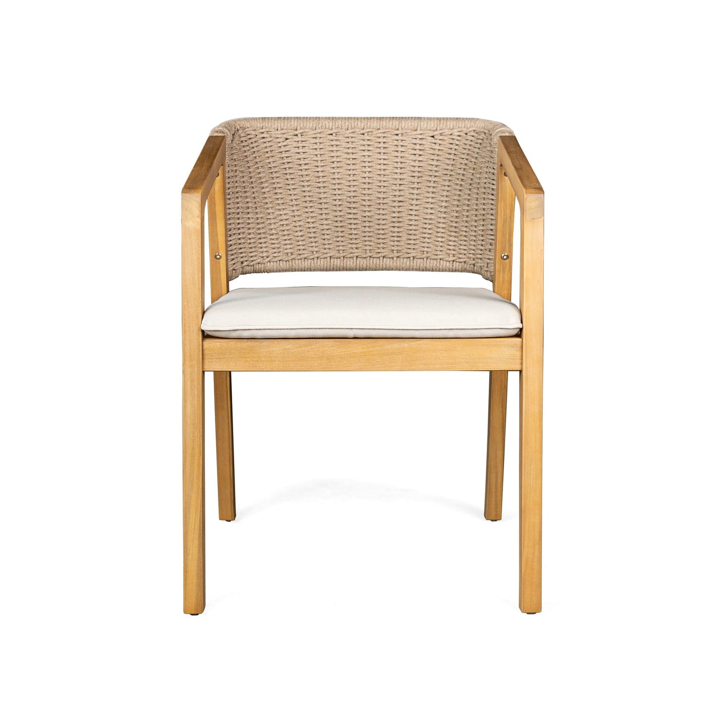 7 Piece Outdoor Dining Set With Table And 6 Chairs - Beige / Brown Mix / Light Teak / Teak