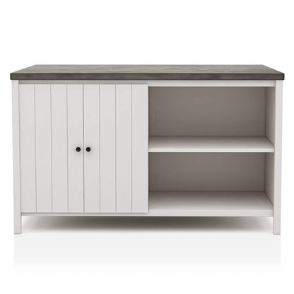 Counter Height Dining Table With Storage Cabinet Base - Dark Gray / Off White / Off White / Gray