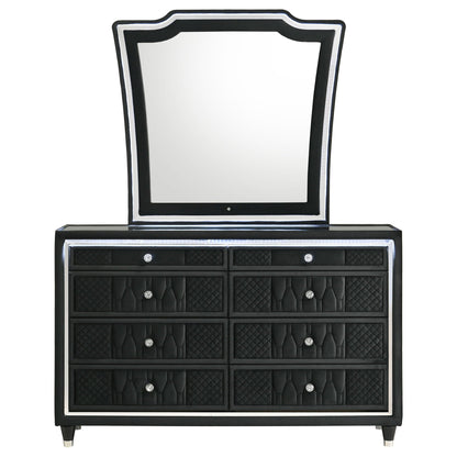 Lorient 8-drawer LED Dresser with Mirror Black