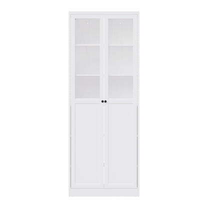 Tall Metal Kitchen Pantry Cabinet With Adjustable Shelves And Silent Magnetic Doors - White