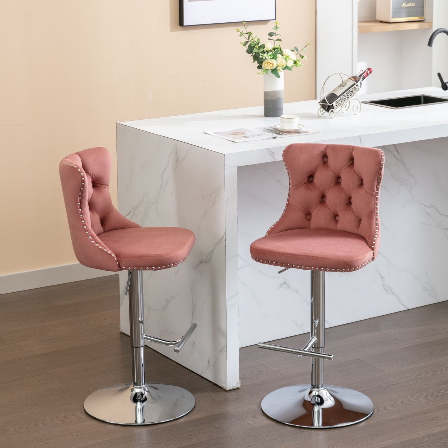 Swivel Adjustable Height Barstools Set of 2